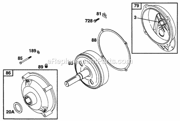 Gear Reducer Assy Diagram and Parts List for 233461-2540-01  Briggs and Stratton Engine